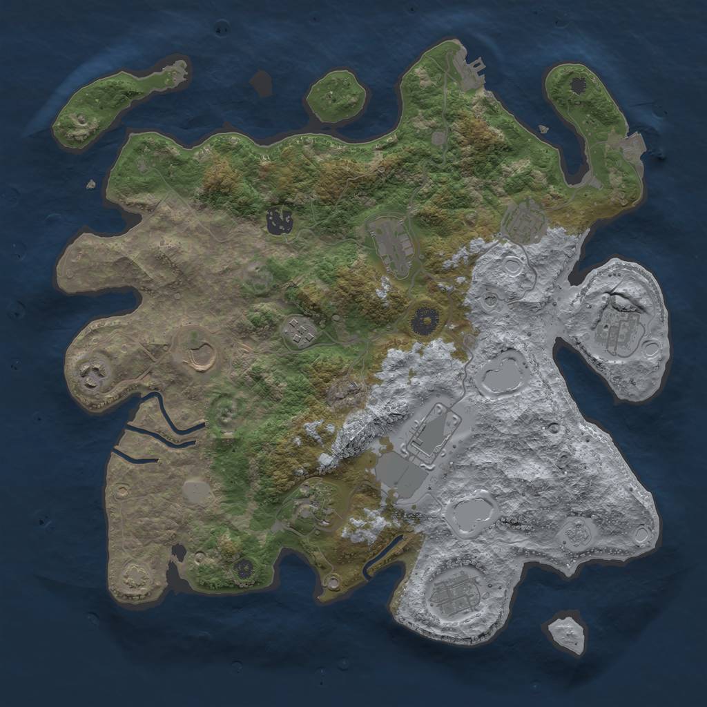 Rust Map: Procedural Map, Size: 3750, Seed: 13615572, 17 Monuments