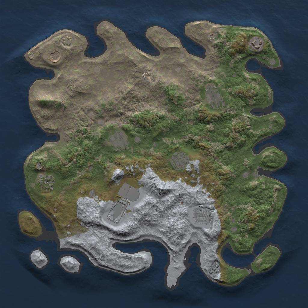 Rust Map: Barren, Size: 4000, Seed: 4748385, 13 Monuments