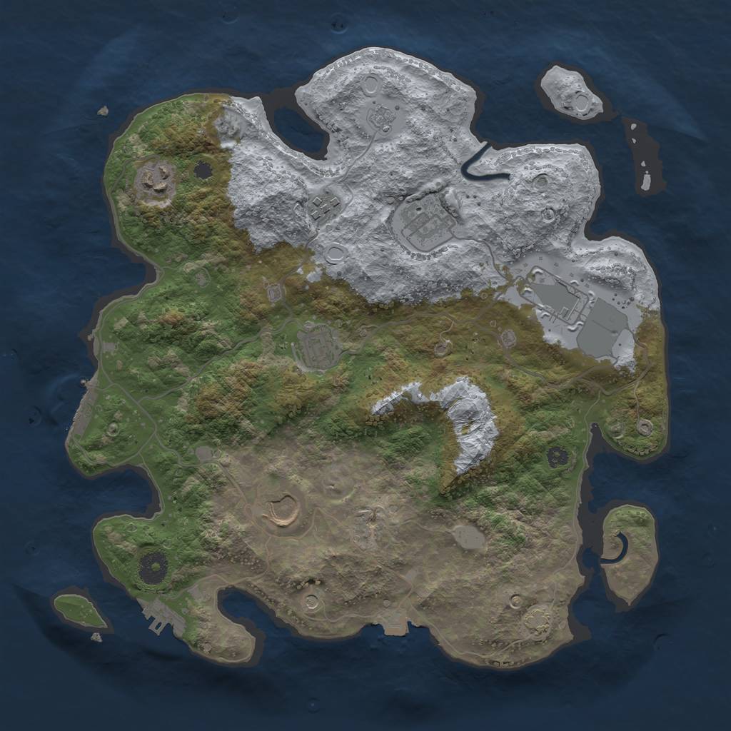 Rust Map: Procedural Map, Size: 3500, Seed: 15648966, 14 Monuments