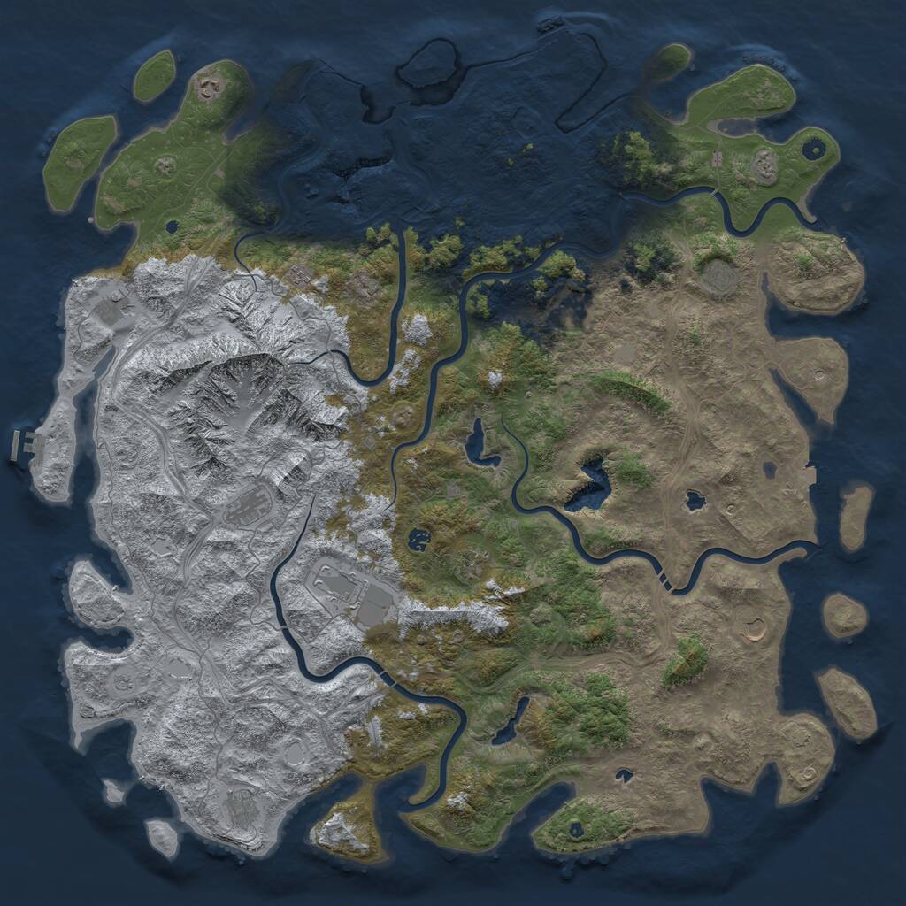 Rust Map: Procedural Map, Size: 6000, Seed: 1197610876, 17 Monuments