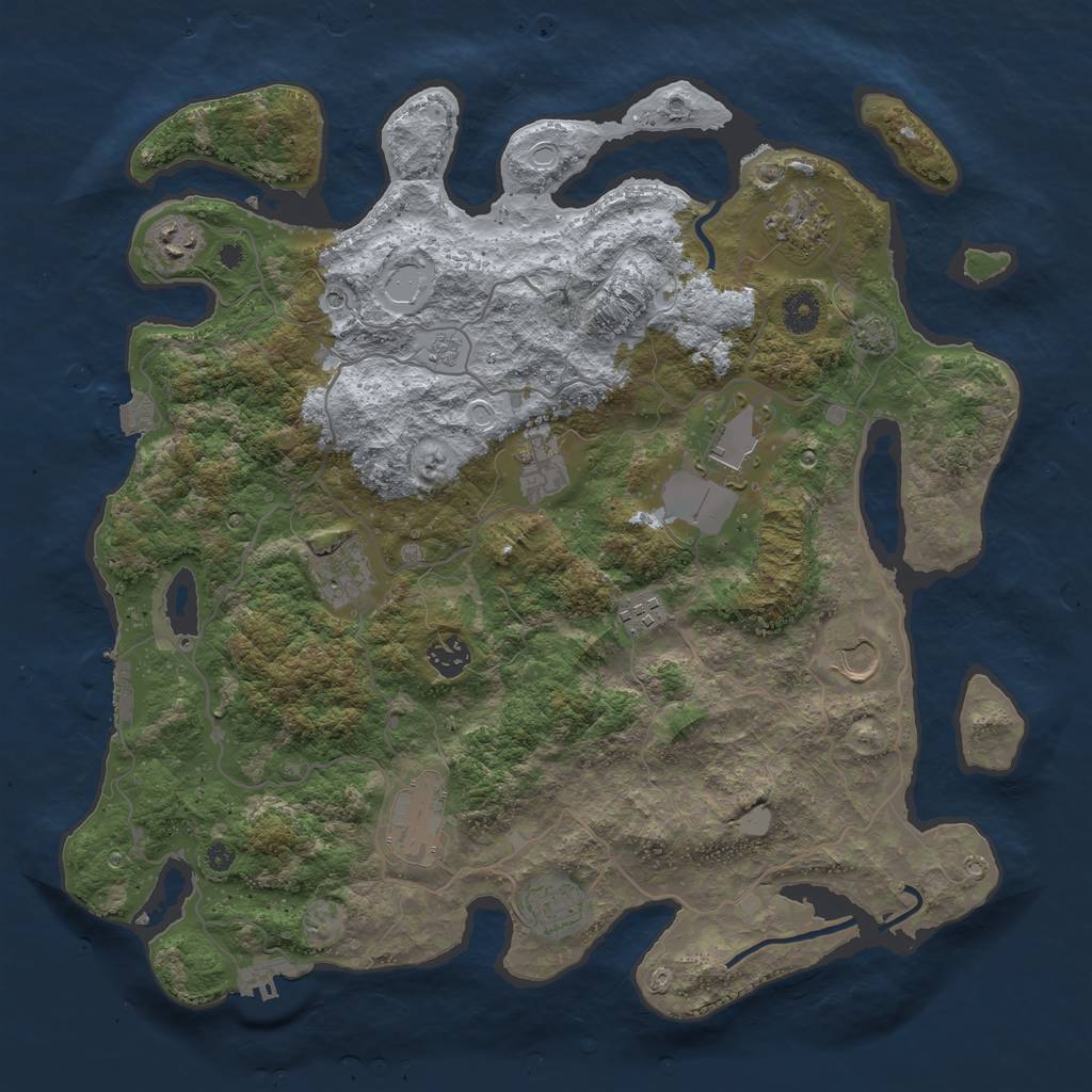 Rust Map: Procedural Map, Size: 4000, Seed: 730498176, 18 Monuments