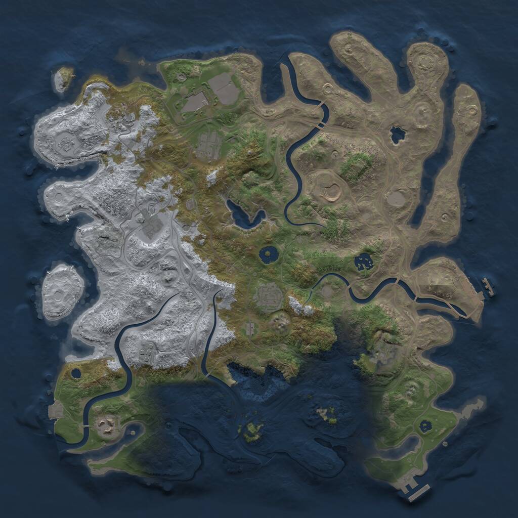 Rust Map: Procedural Map, Size: 4250, Seed: 911405769, 16 Monuments
