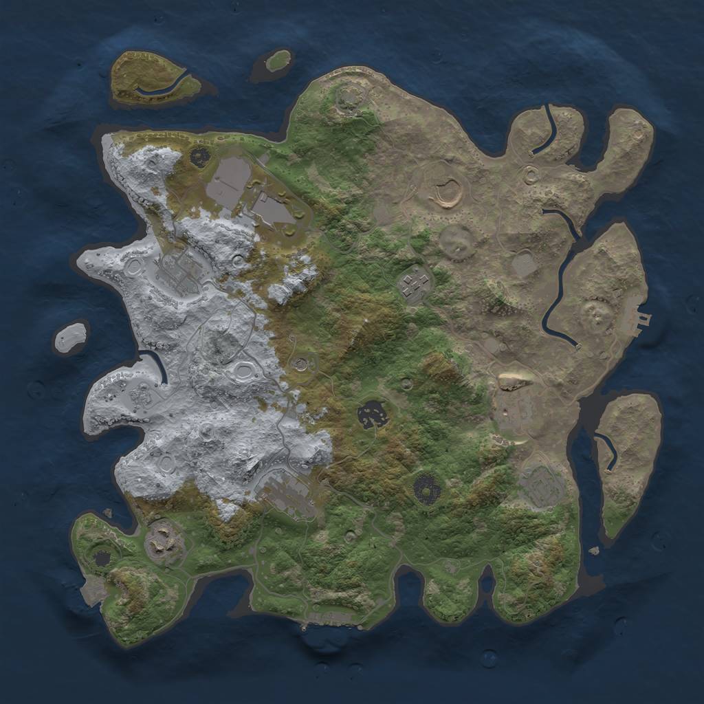 Rust Map: Procedural Map, Size: 3650, Seed: 90023656, 17 Monuments