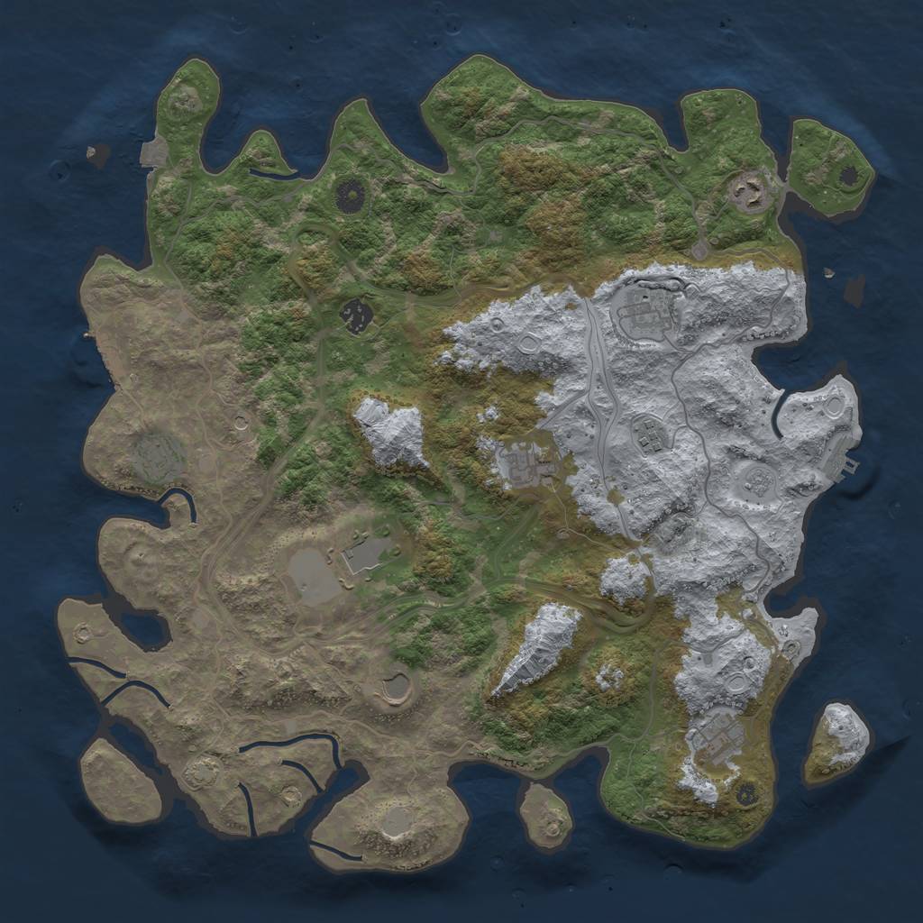 Rust Map: Procedural Map, Size: 4300, Seed: 72711581, 17 Monuments