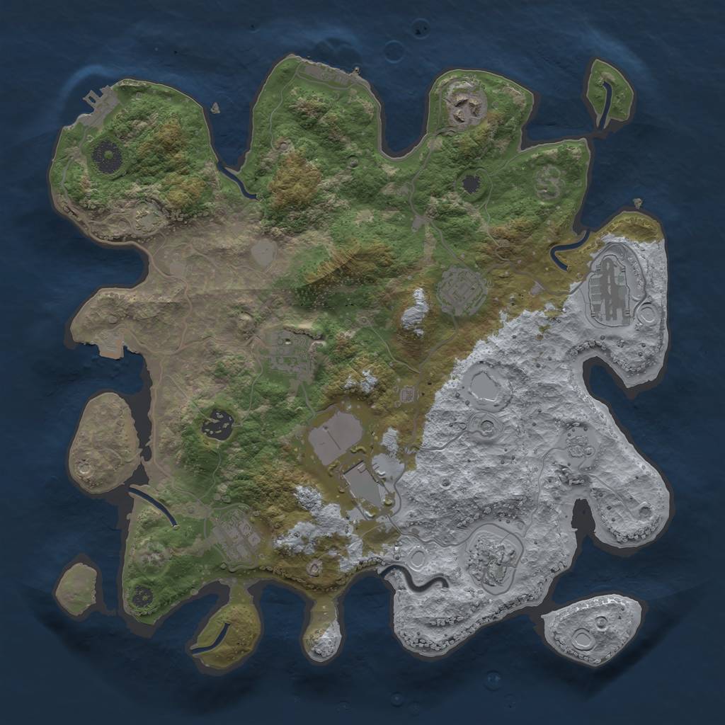 Rust Map: Procedural Map, Size: 3500, Seed: 1835042, 16 Monuments