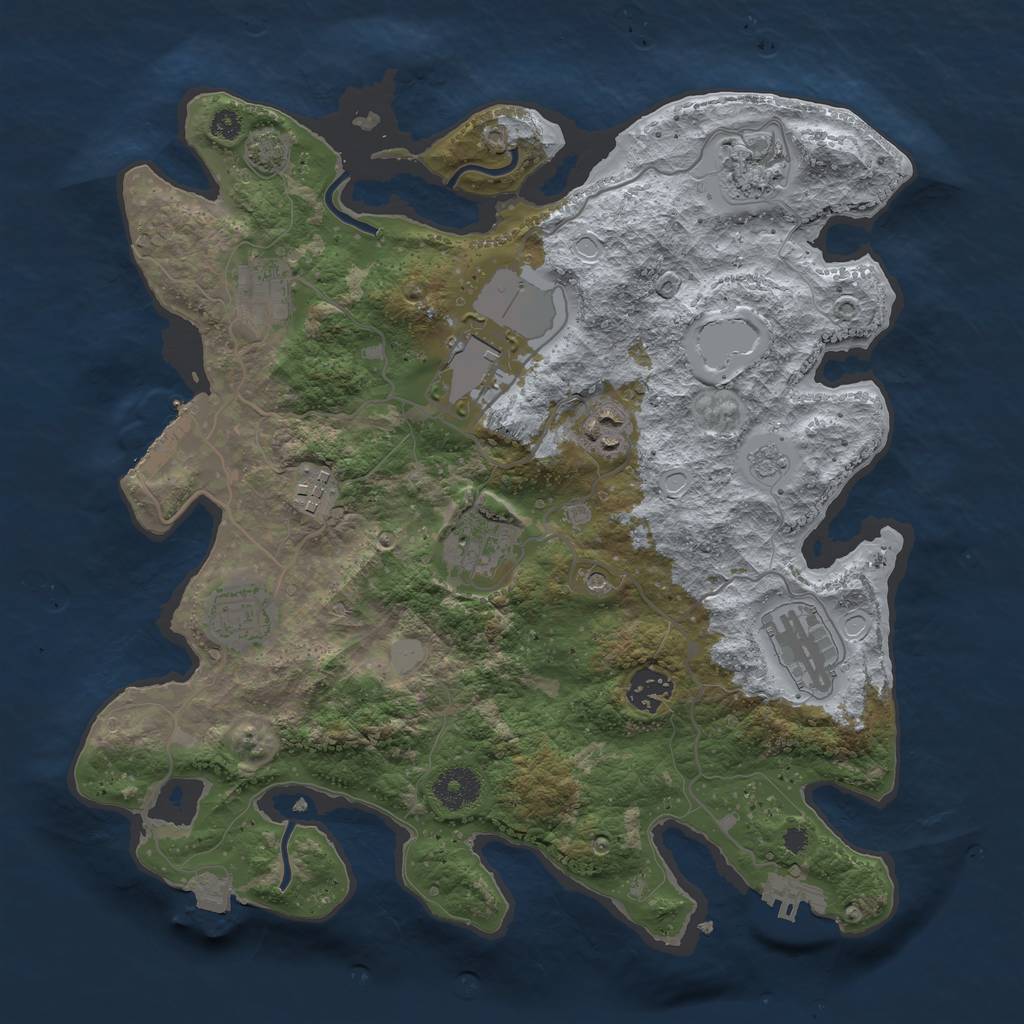 Rust Map: Procedural Map, Size: 3500, Seed: 1098124896, 17 Monuments