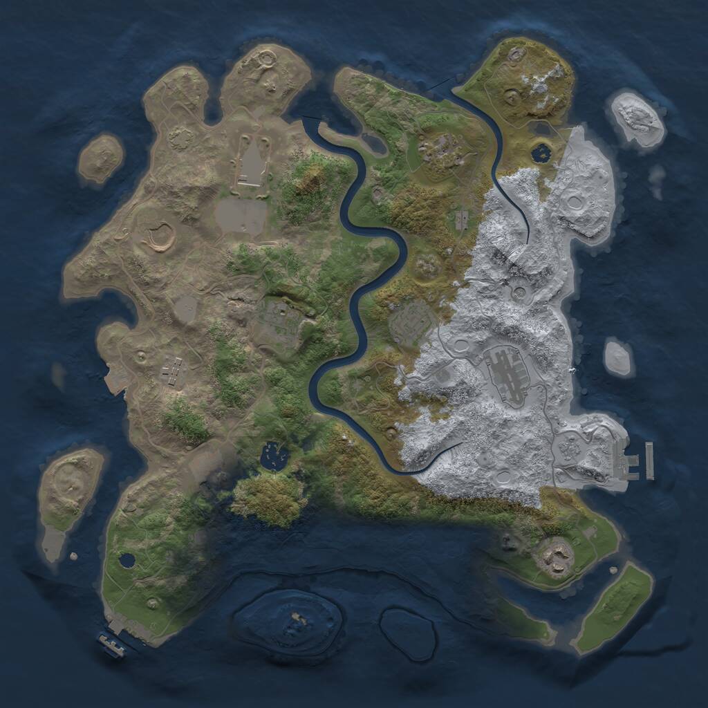 Rust Map: Procedural Map, Size: 3750, Seed: 1267042408, 16 Monuments