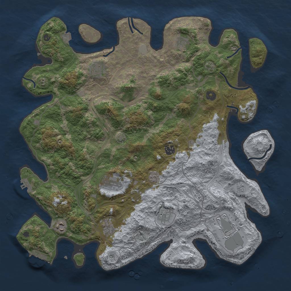 Rust Map: Procedural Map, Size: 4250, Seed: 3713, 17 Monuments