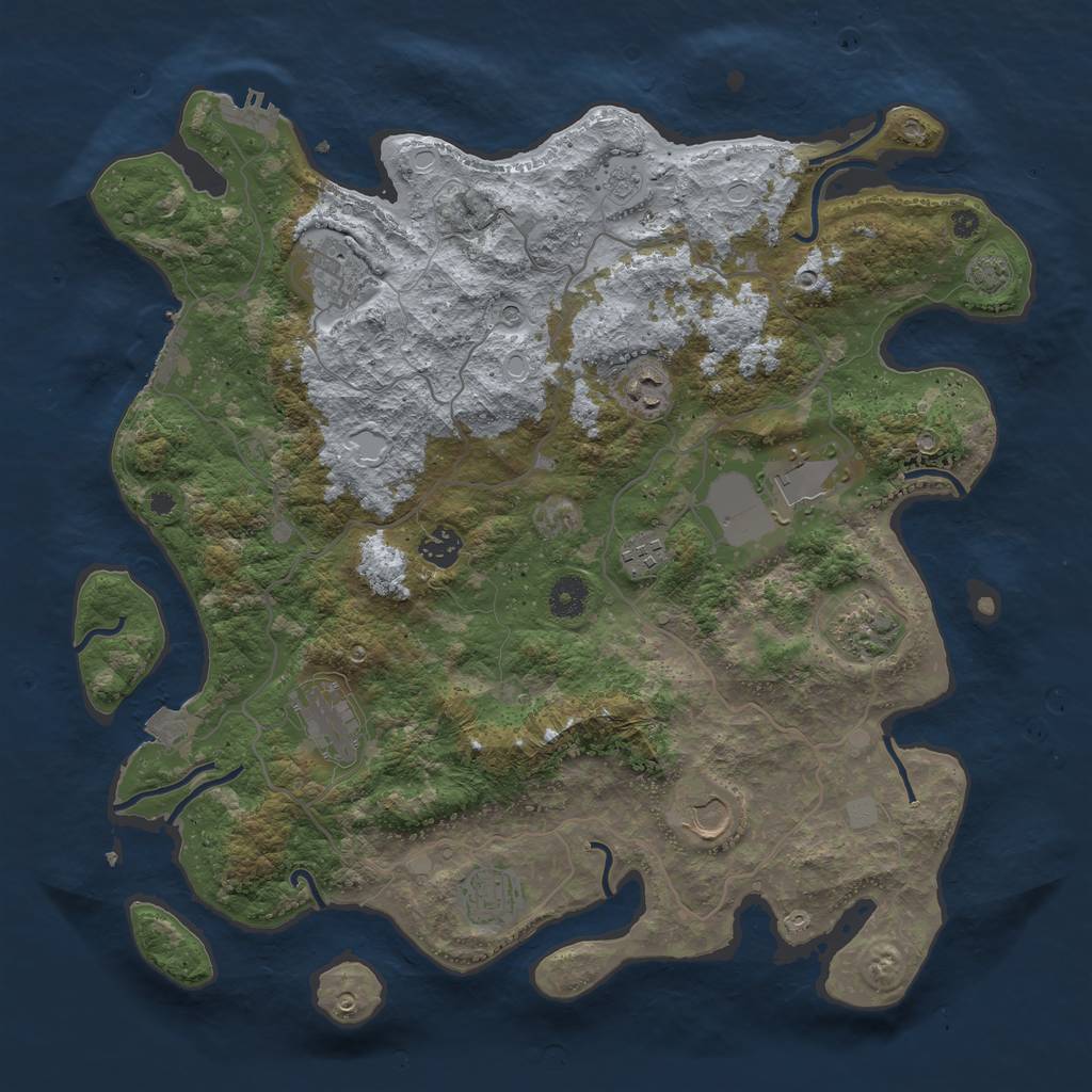 Rust Map: Procedural Map, Size: 4000, Seed: 527013072, 17 Monuments