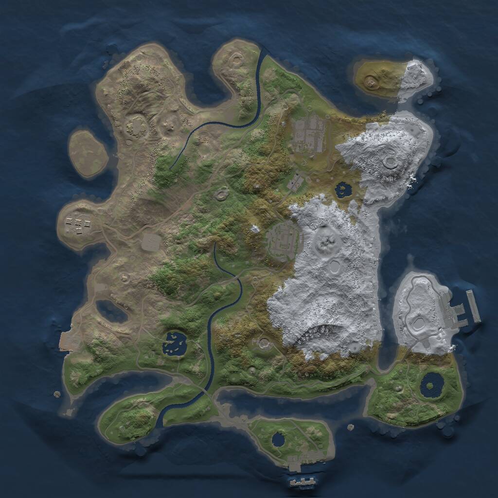 Rust Map: Procedural Map, Size: 3000, Seed: 128525875, 9 Monuments