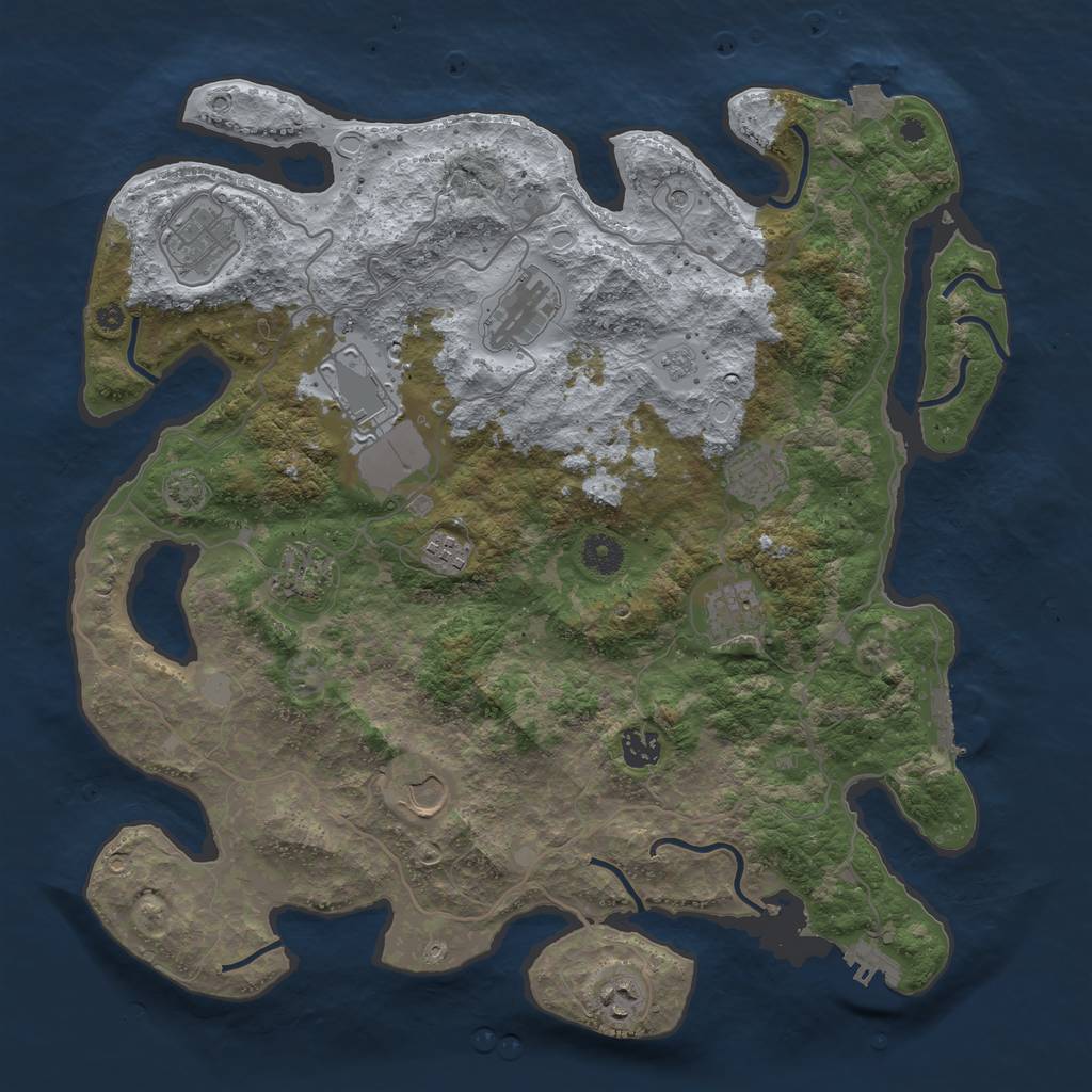 Rust Map: Procedural Map, Size: 4000, Seed: 98672, 18 Monuments