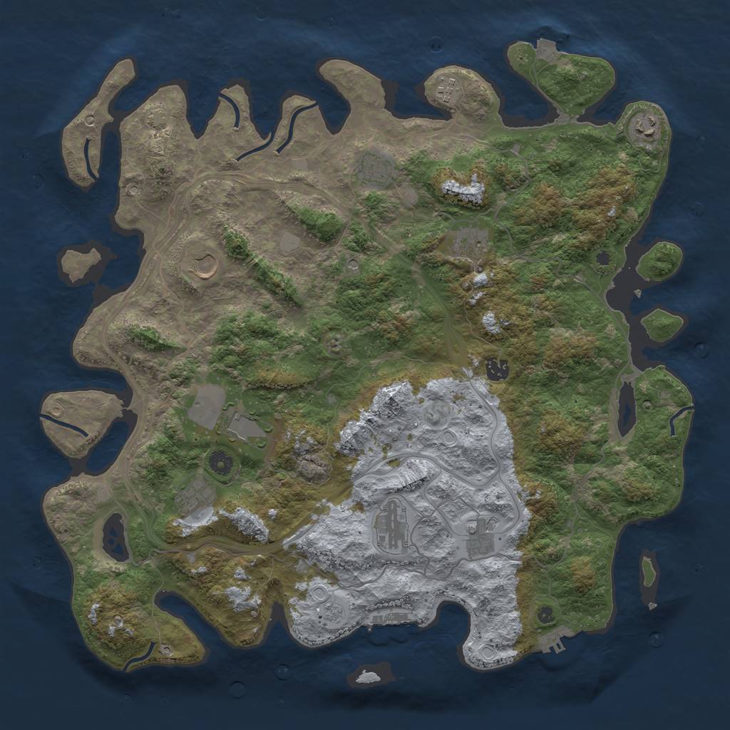 Rust Map: Procedural Map, Size: 4500, Seed: 3434343, 18 Monuments