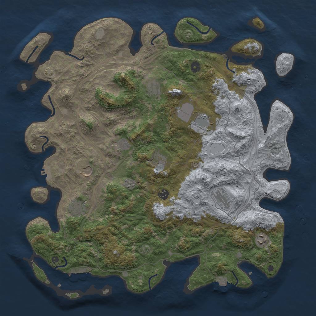 Rust Map: Procedural Map, Size: 4500, Seed: 1348963166, 18 Monuments