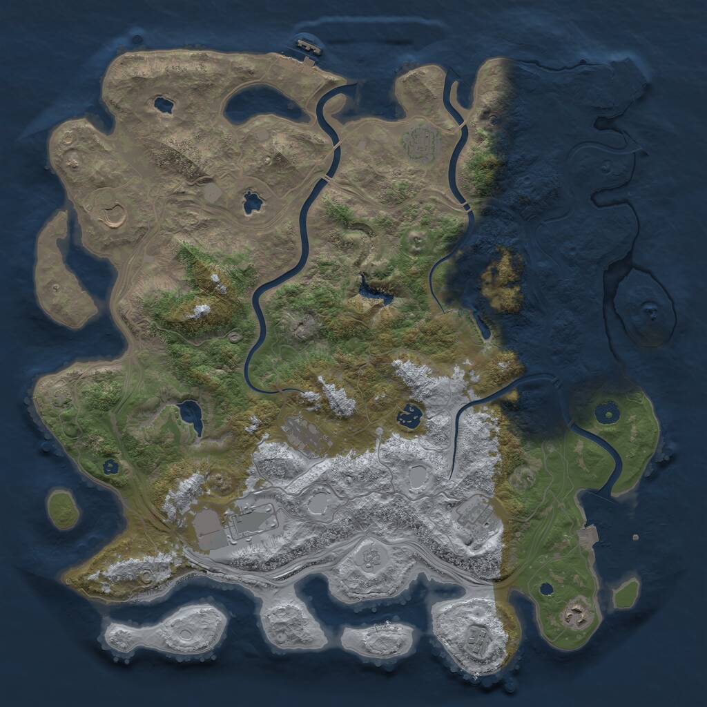 Rust Map: Procedural Map, Size: 4500, Seed: 319667777, 14 Monuments