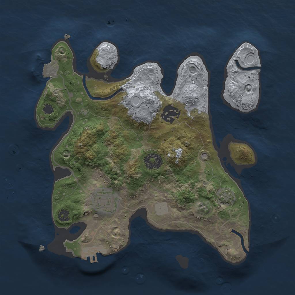 Rust Map: Procedural Map, Size: 2500, Seed: 2147483641, 7 Monuments