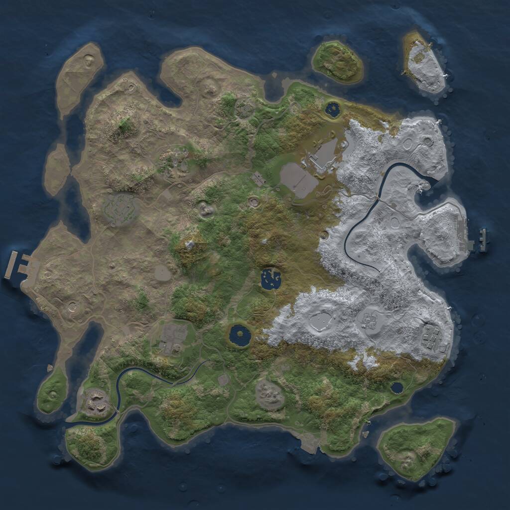 Rust Map: Procedural Map, Size: 3600, Seed: 10673424, 13 Monuments