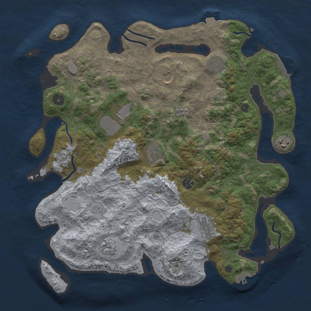 Rust Map: Procedural Map, Size: 4000, Seed: 1396301112, 17 Monuments