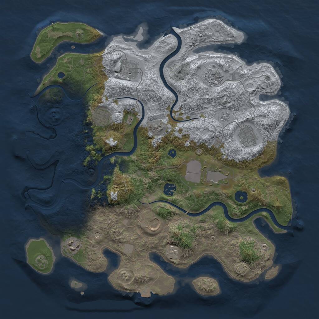 Rust Map: Procedural Map, Size: 3800, Seed: 4386282, 14 Monuments