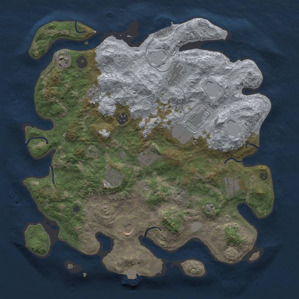 Rust Map: Procedural Map, Size: 3800, Seed: 4386282, 16 Monuments
