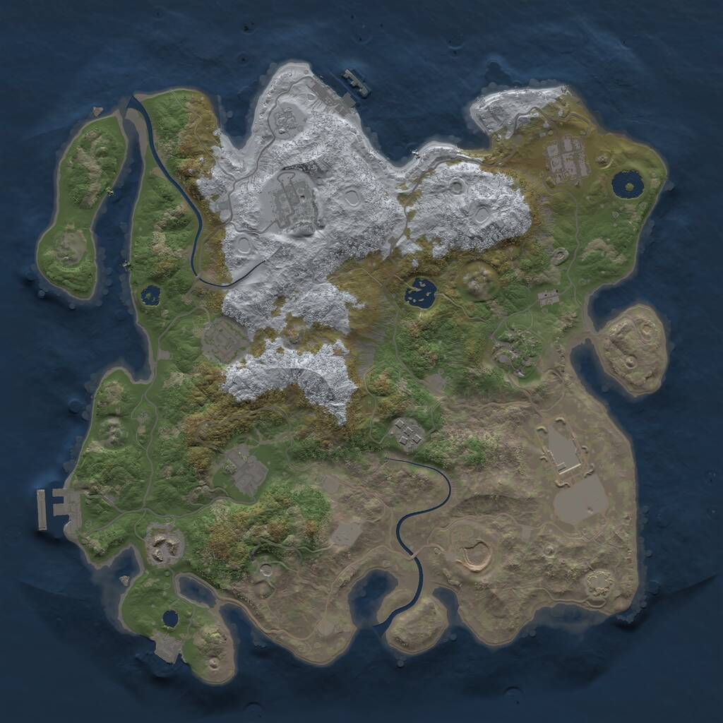 Rust Map: Procedural Map, Size: 3600, Seed: 7133673, 16 Monuments