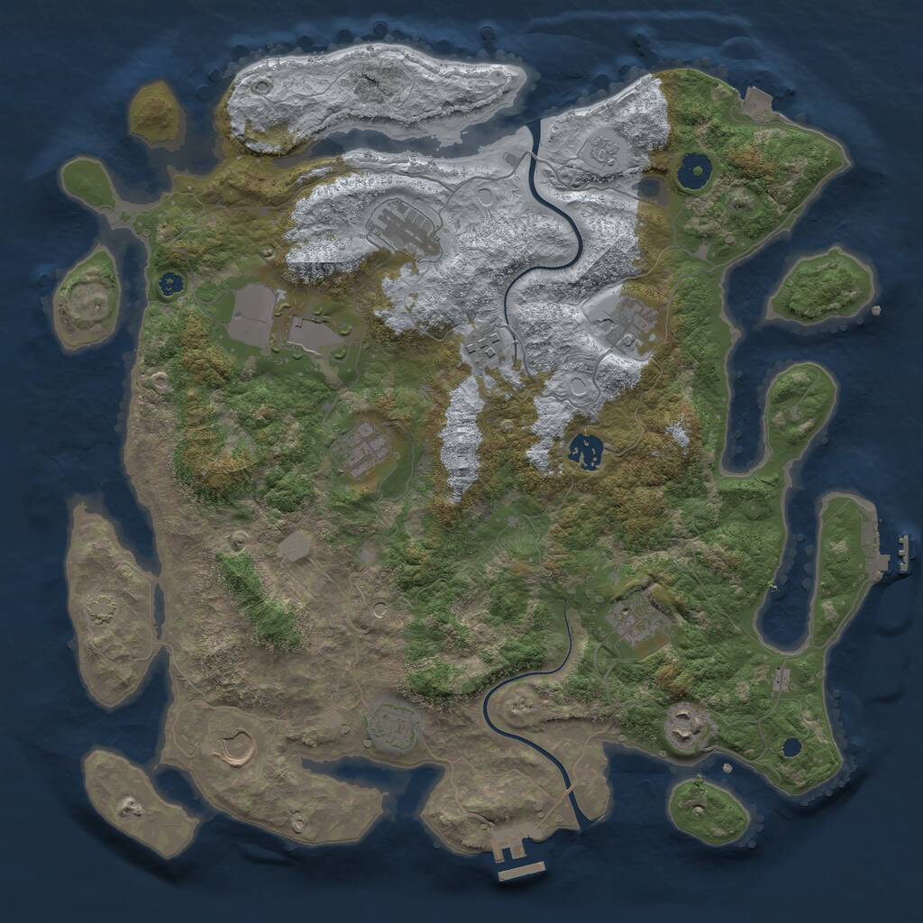 Rust Map: Procedural Map, Size: 3950, Seed: 94671851, 16 Monuments