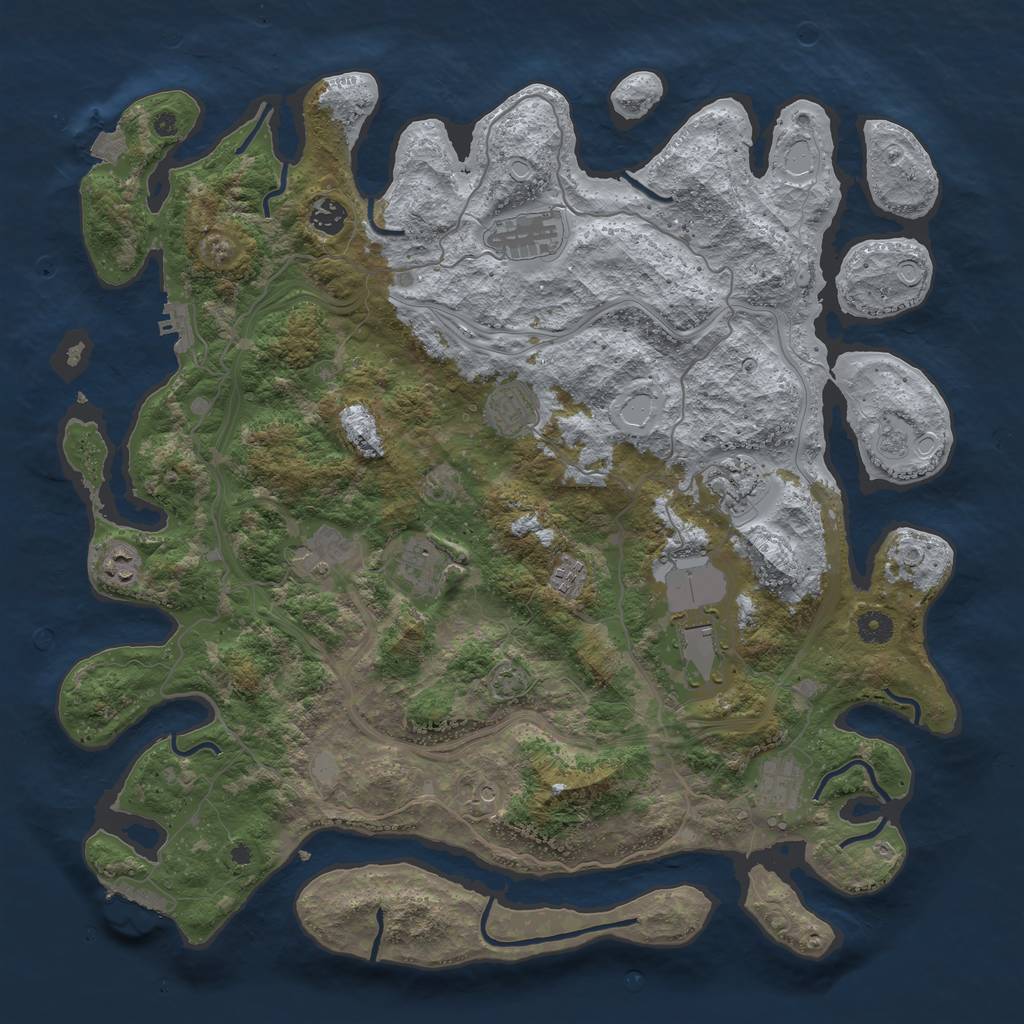 Rust Map: Procedural Map, Size: 4400, Seed: 34382561, 18 Monuments