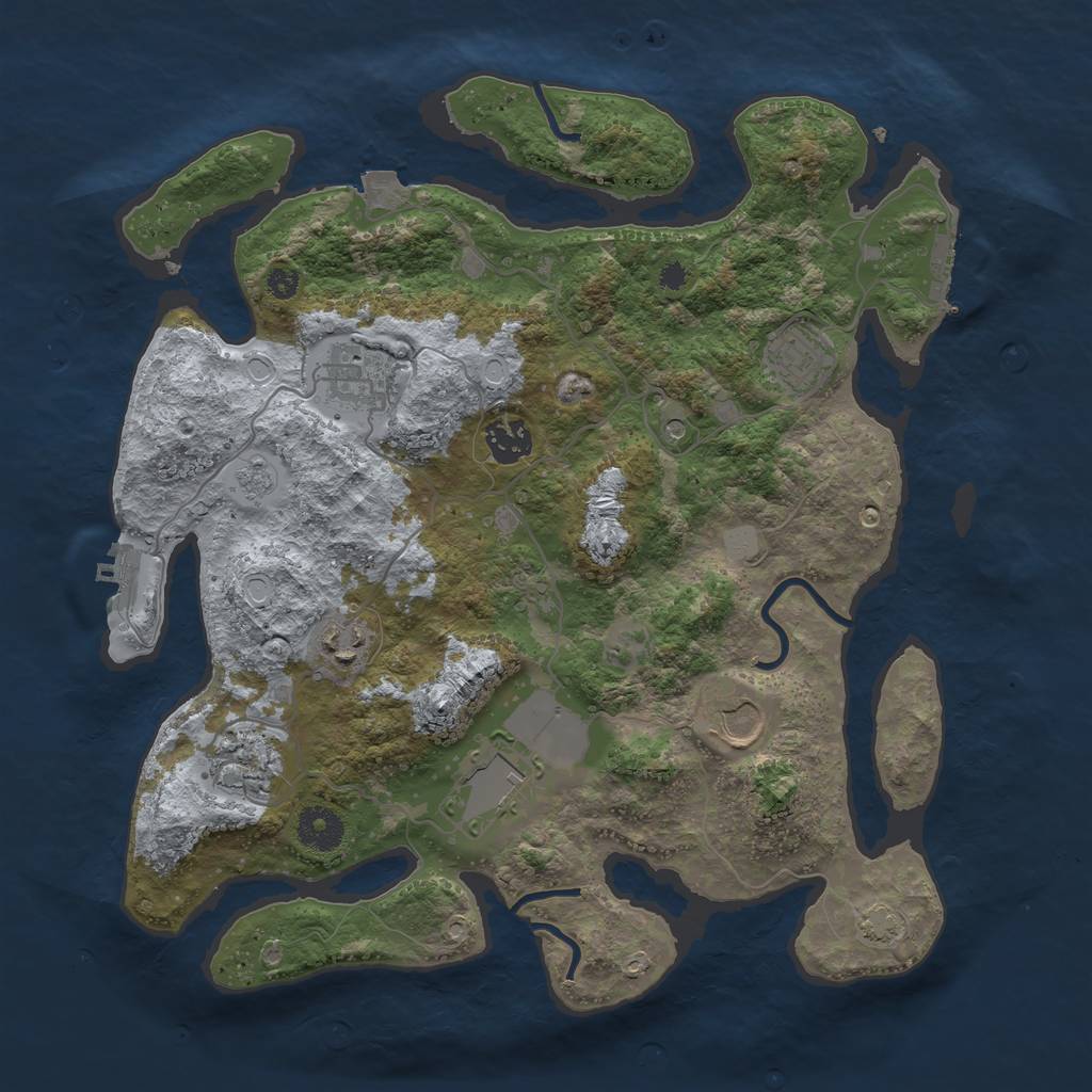 Rust Map: Procedural Map, Size: 3550, Seed: 33924565, 15 Monuments