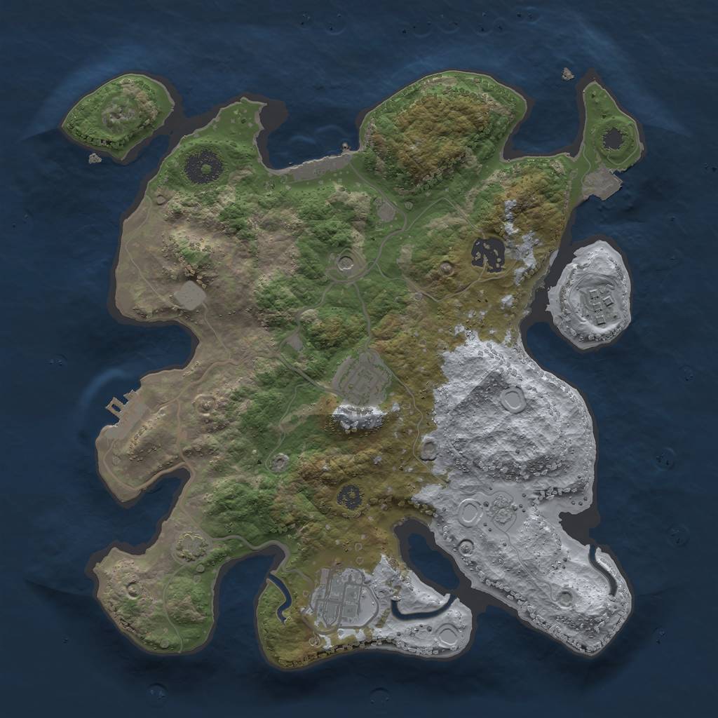 Rust Map: Procedural Map, Size: 3000, Seed: 10570, 12 Monuments
