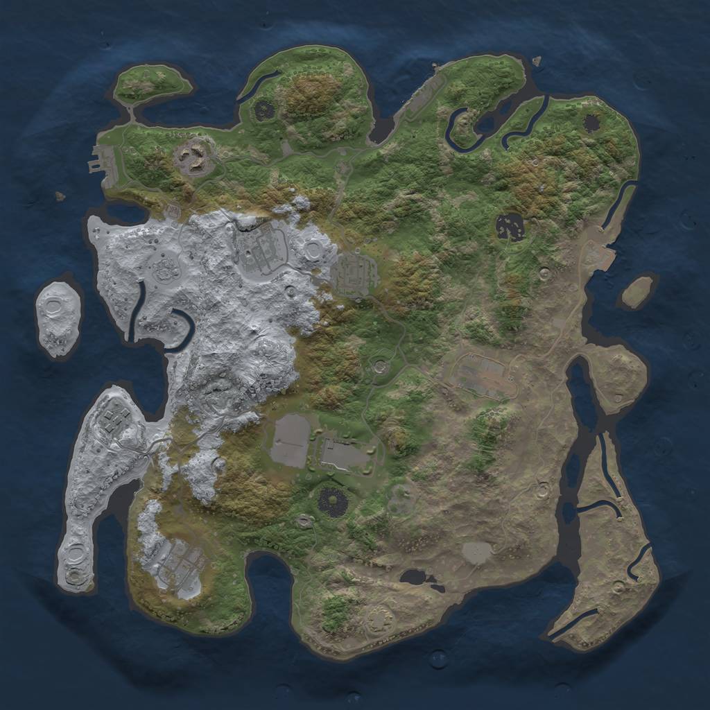 Rust Map: Procedural Map, Size: 3550, Seed: 96296853, 16 Monuments