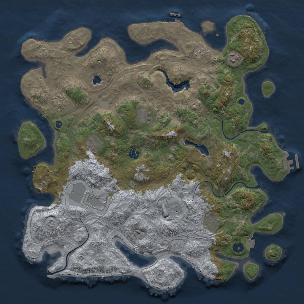 Rust Map: Procedural Map, Size: 4300, Seed: 43543085, 15 Monuments