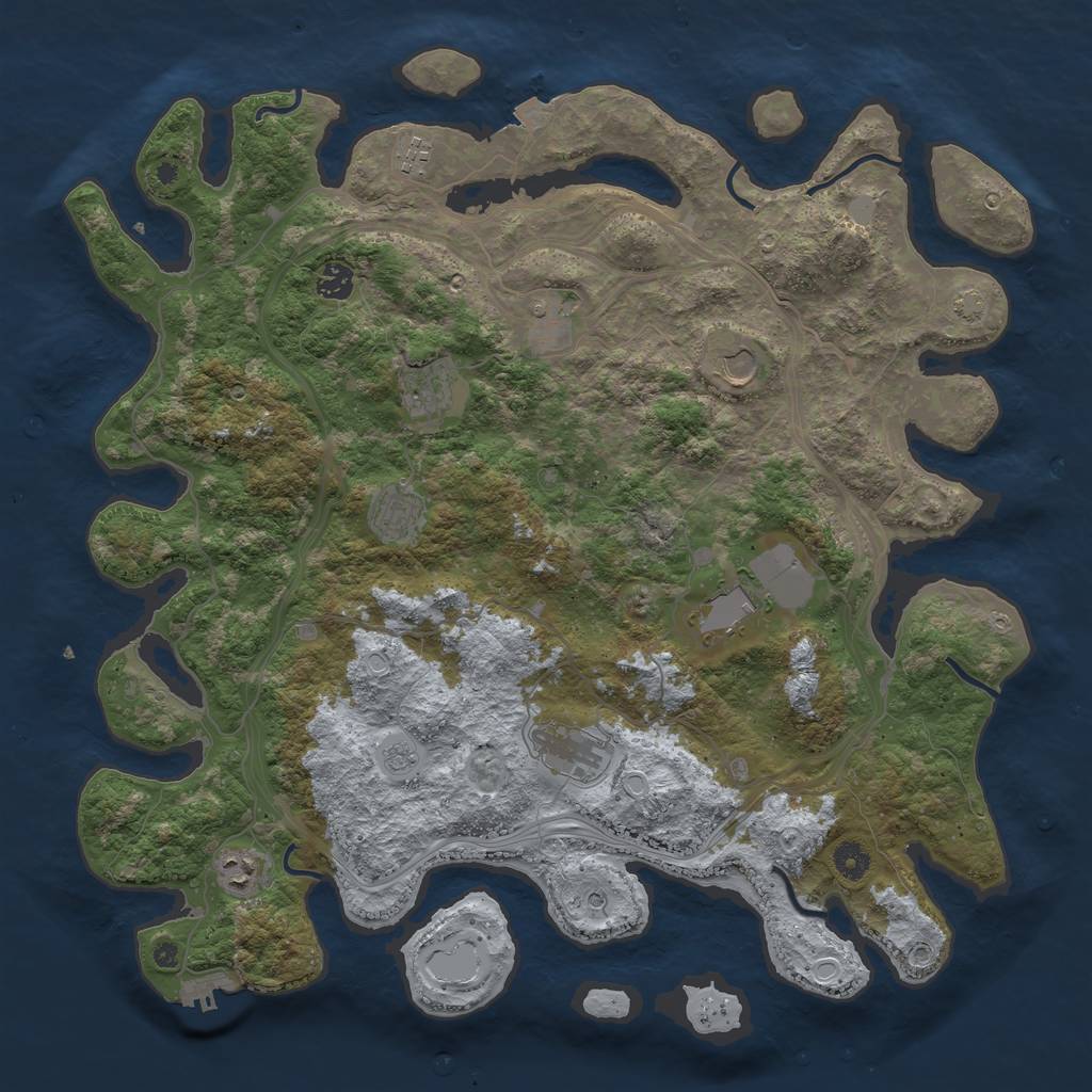 Rust Map: Procedural Map, Size: 4400, Seed: 65064574, 16 Monuments