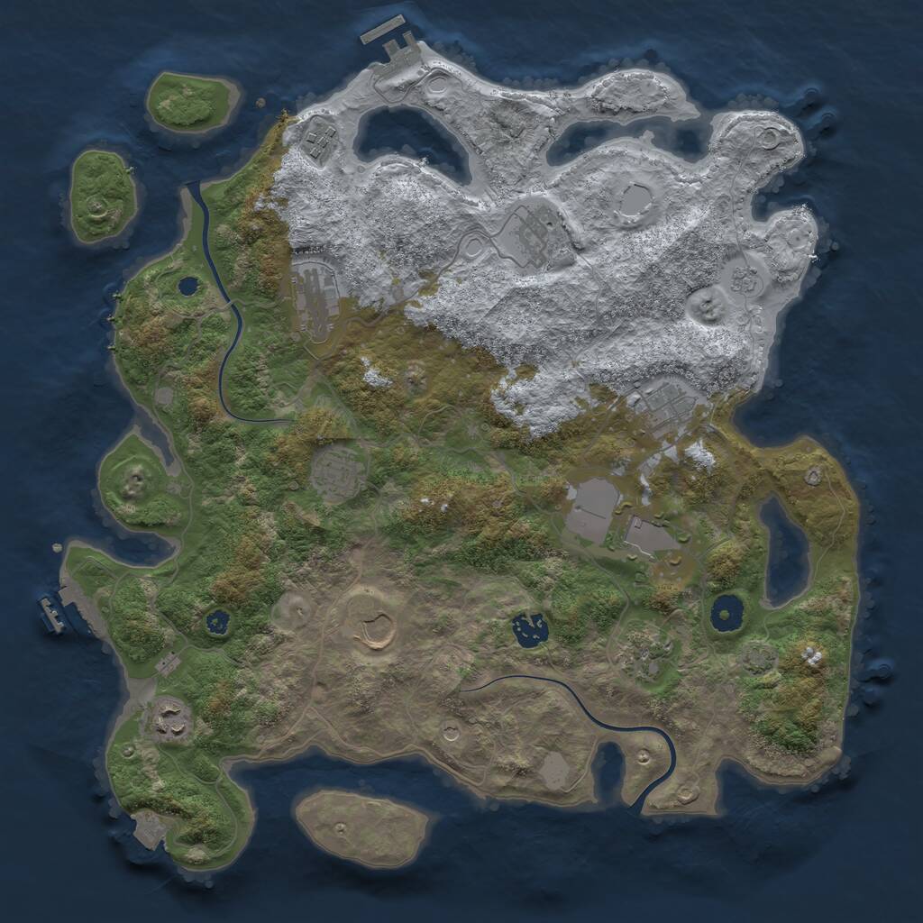 Rust Map: Procedural Map, Size: 3900, Seed: 1733043956, 16 Monuments