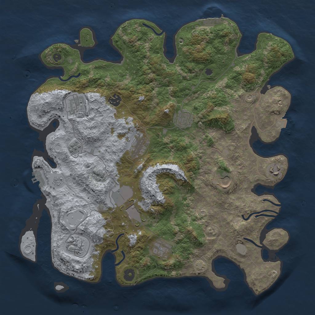 Rust Map: Procedural Map, Size: 3900, Seed: 37030361, 18 Monuments