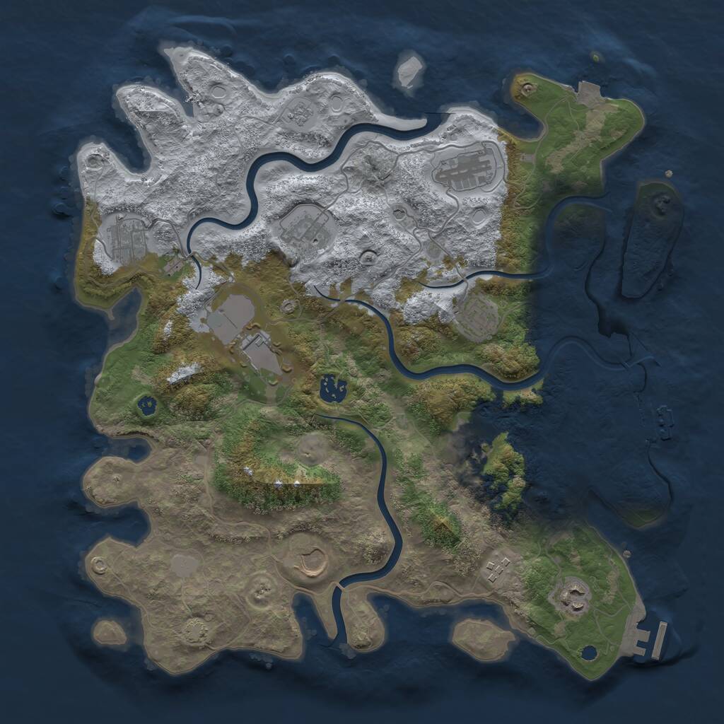 Rust Map: Procedural Map, Size: 3850, Seed: 22564370, 16 Monuments