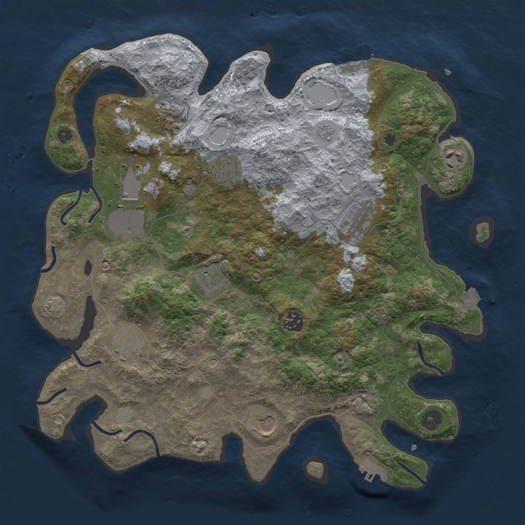 Rust Map: Procedural Map, Size: 3850, Seed: 77065621, 18 Monuments