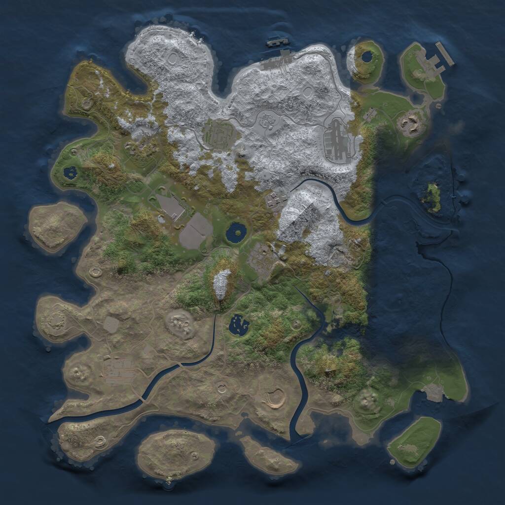 Rust Map: Procedural Map, Size: 3750, Seed: 191307776, 16 Monuments