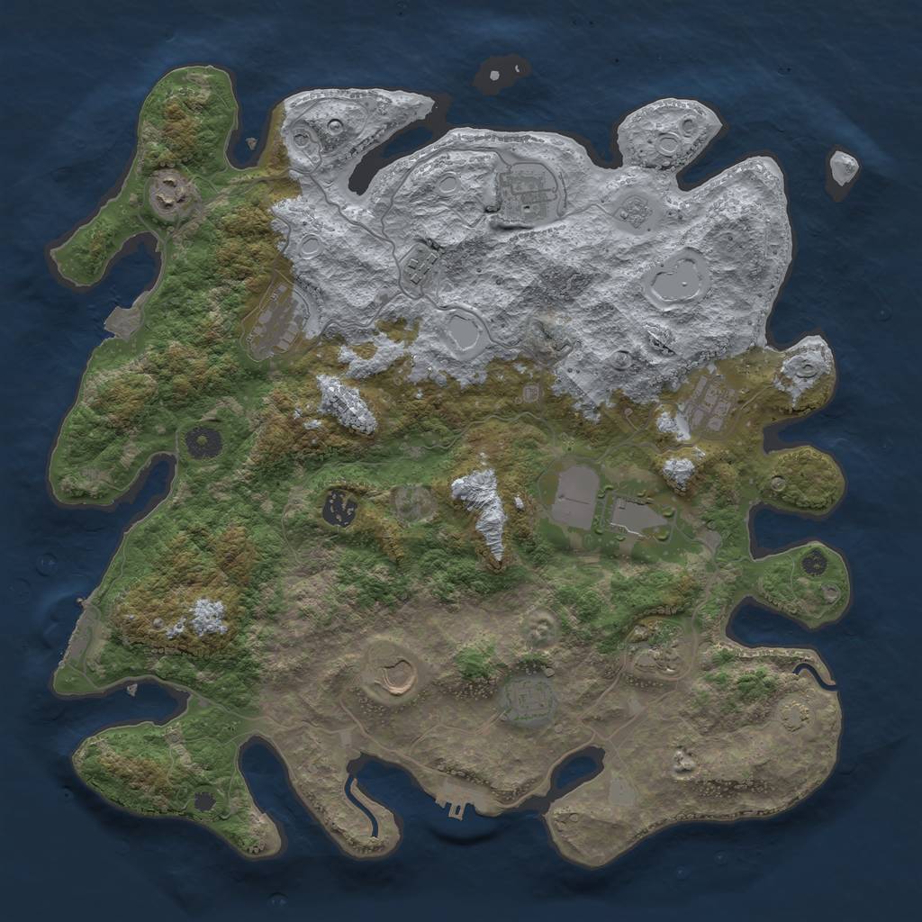 Rust Map: Procedural Map, Size: 3950, Seed: 994596, 18 Monuments