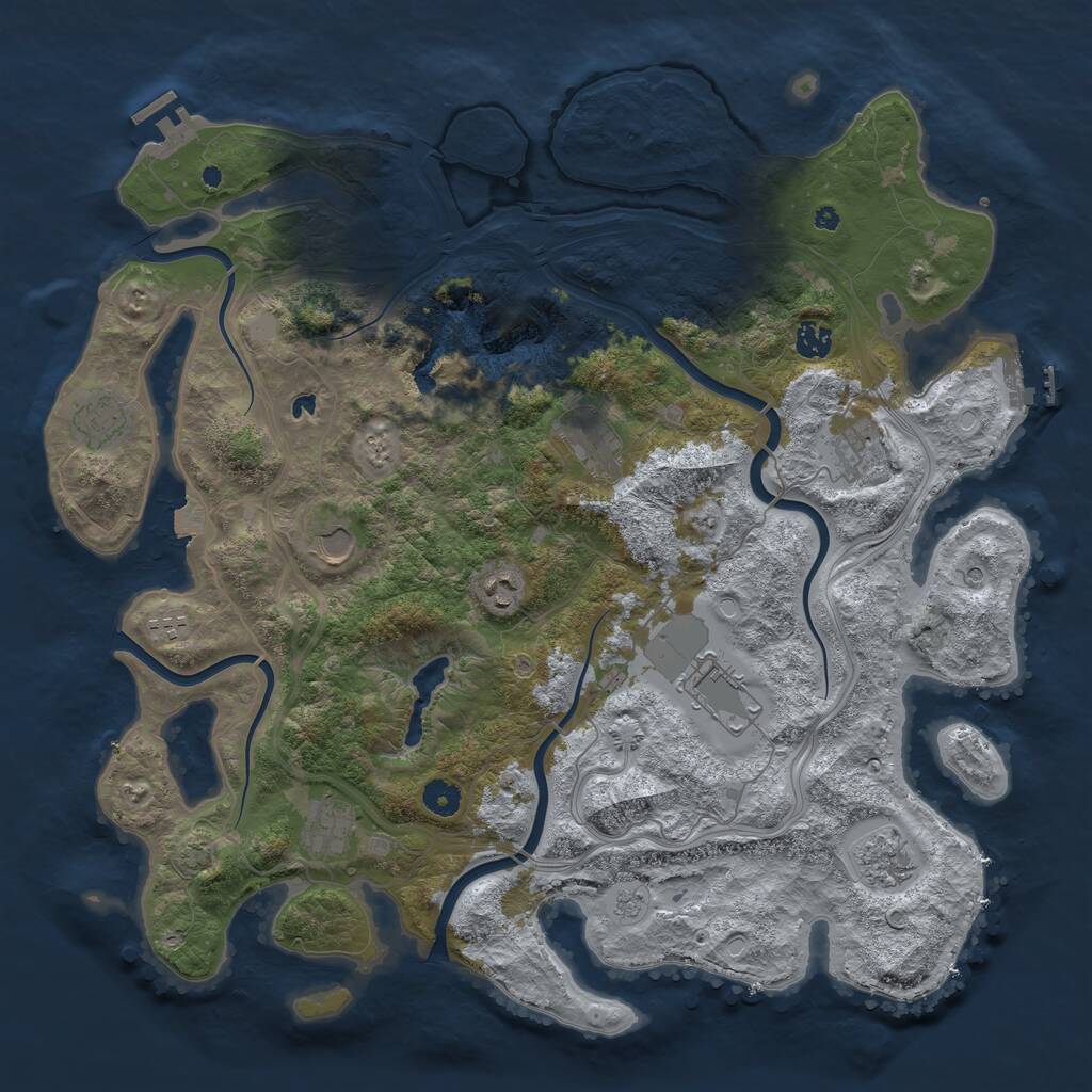 Rust Map: Procedural Map, Size: 4400, Seed: 70925146, 16 Monuments