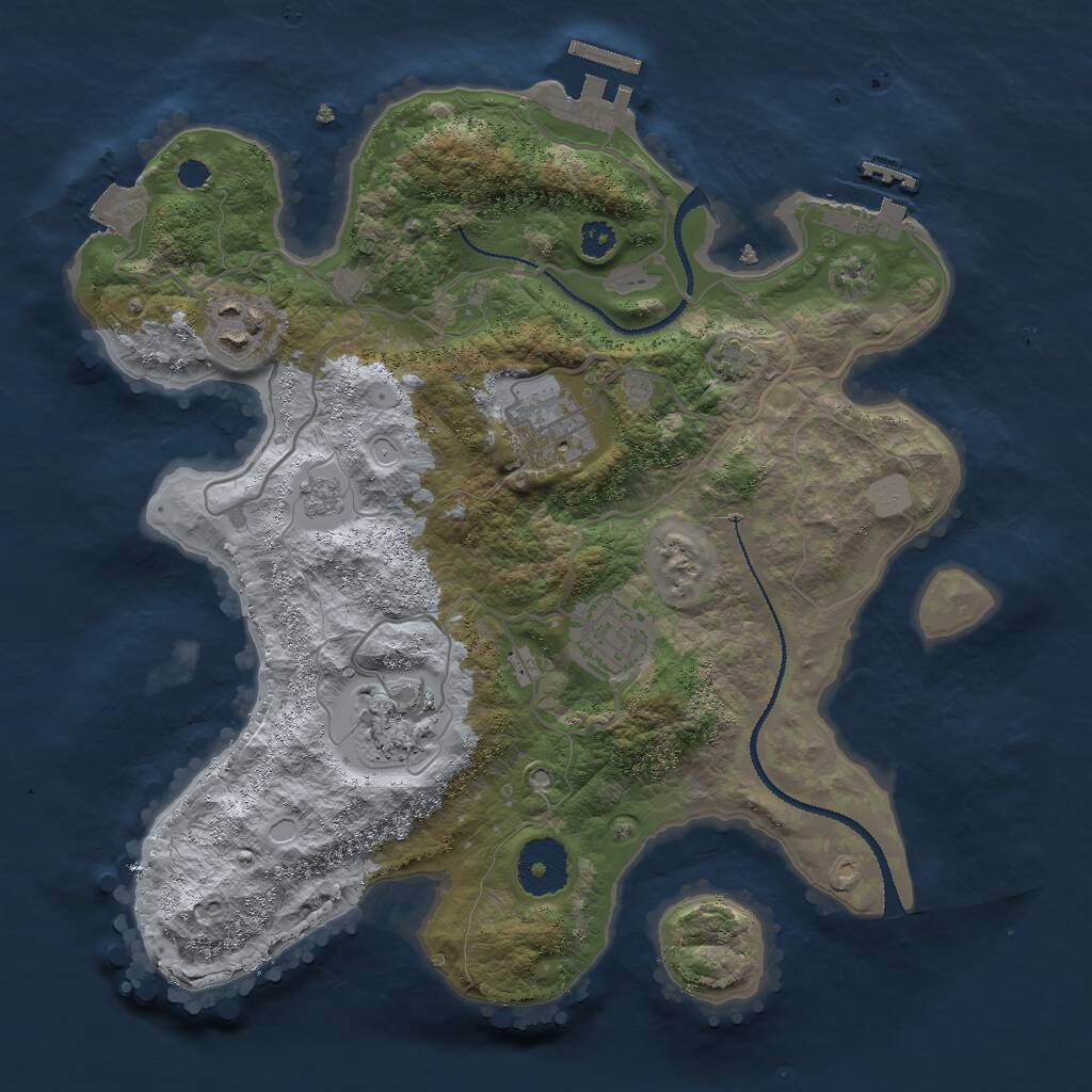 Rust Map: Procedural Map, Size: 3000, Seed: 24544, 9 Monuments