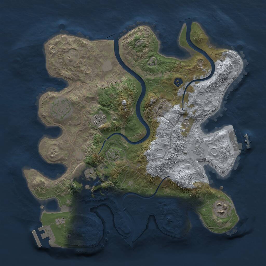 Rust Map: Procedural Map, Size: 3000, Seed: 8052673, 10 Monuments