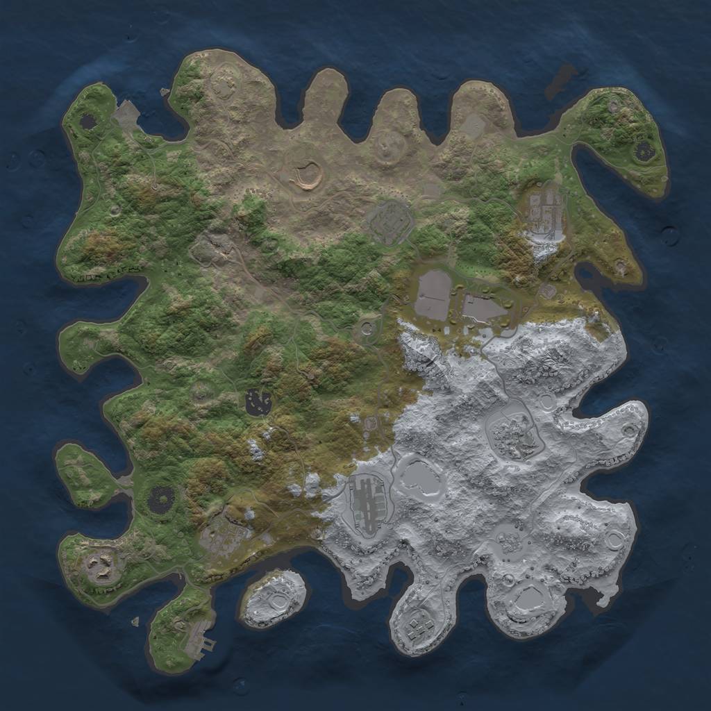 Rust Map: Procedural Map, Size: 3800, Seed: 70956087, 17 Monuments