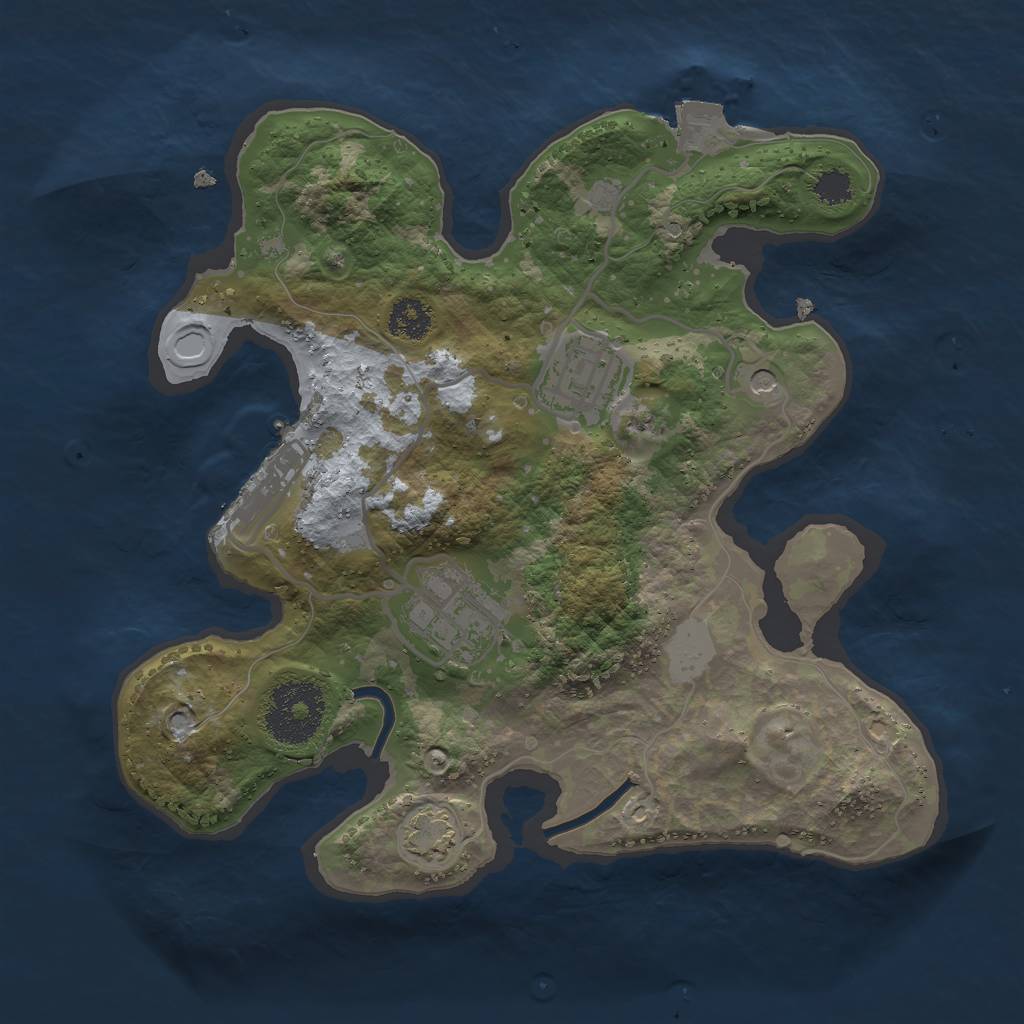Rust Map: Procedural Map, Size: 2500, Seed: 1373863849, 8 Monuments