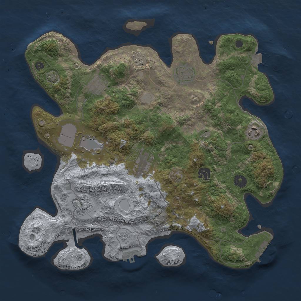 Rust Map: Procedural Map, Size: 3500, Seed: 87585724, 16 Monuments