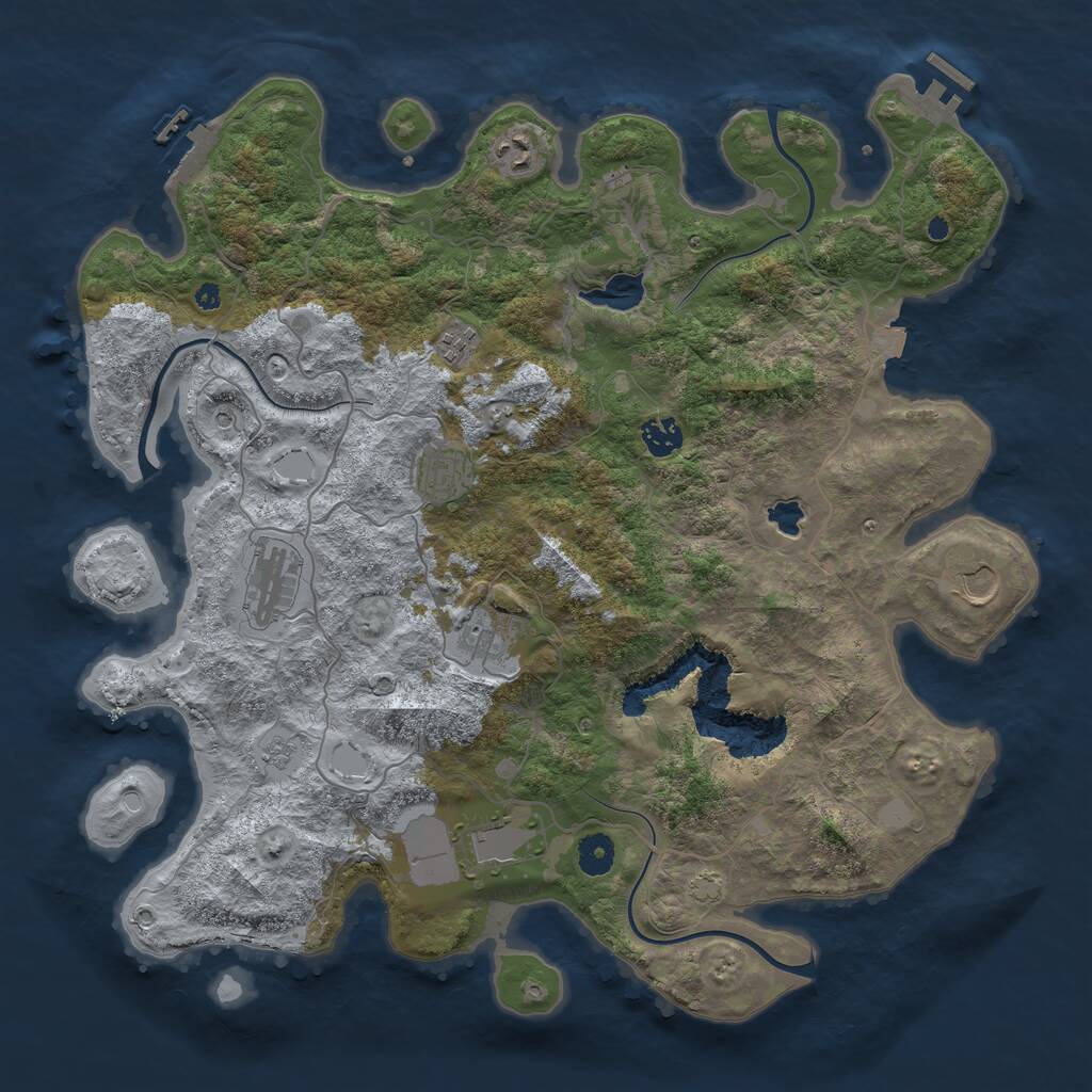 Rust Map: Procedural Map, Size: 4100, Seed: 2910801, 14 Monuments