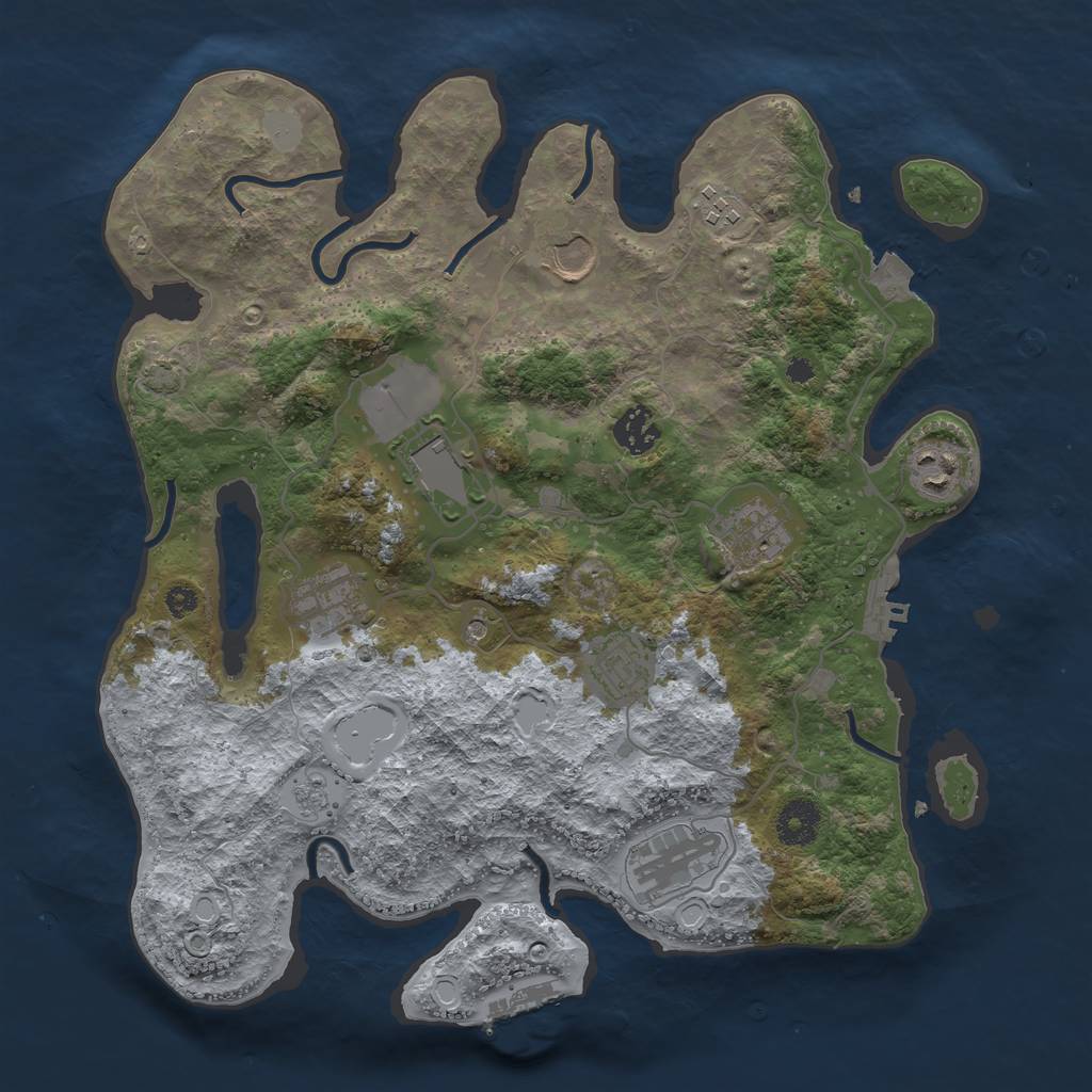 Rust Map: Procedural Map, Size: 3550, Seed: 85945105, 17 Monuments