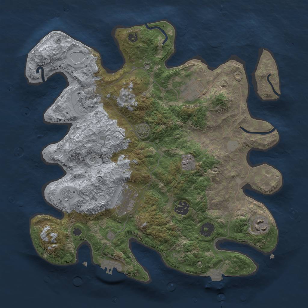 Rust Map: Procedural Map, Size: 3228, Seed: 56669, 13 Monuments