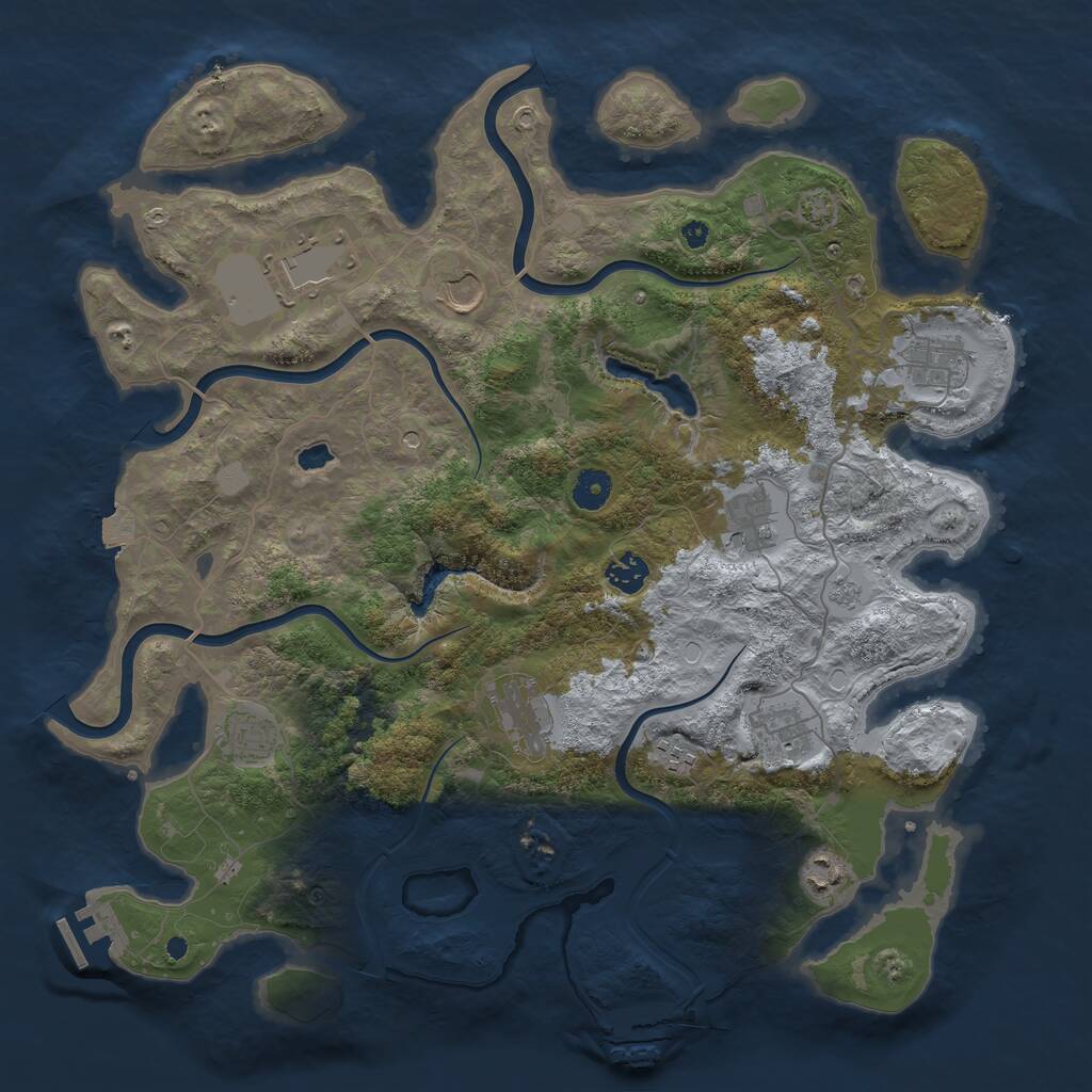 Rust Map: Procedural Map, Size: 4100, Seed: 86436449, 16 Monuments
