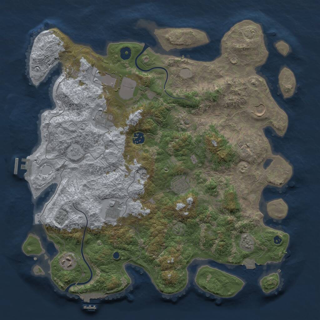 Rust Map: Procedural Map, Size: 3950, Seed: 26469554, 15 Monuments