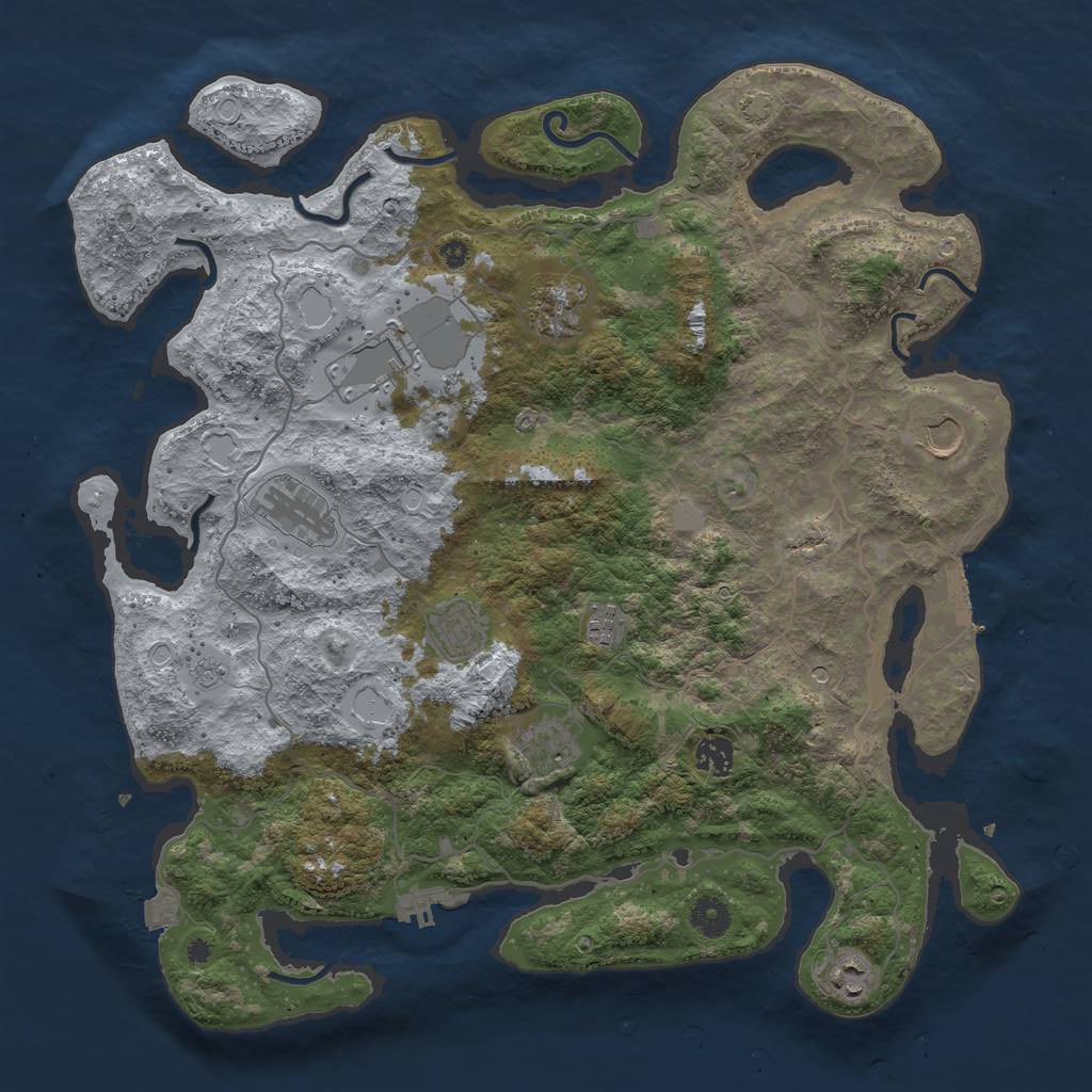 Rust Map: Procedural Map, Size: 4100, Seed: 64697003, 17 Monuments
