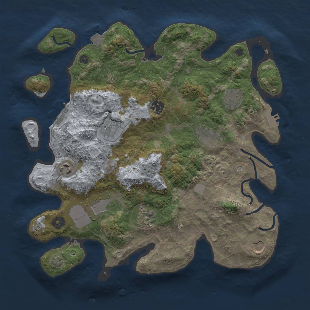 Rust Map: Procedural Map, Size: 3550, Seed: 2863728, 16 Monuments